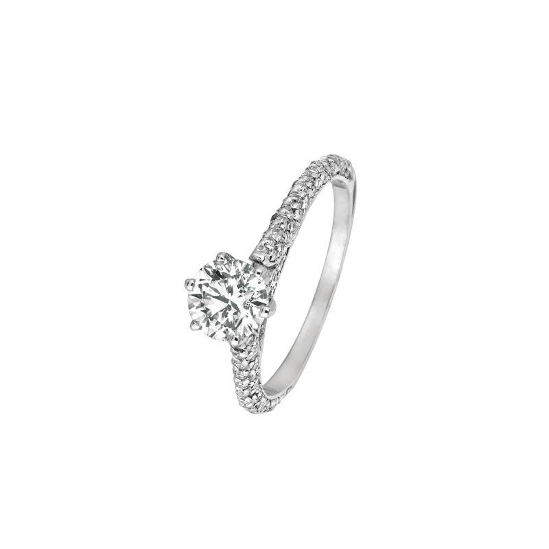 Contemporary 1.55 Carat Natural Diamond Engagement Ring G SI 14 Karat White Gold For Sale