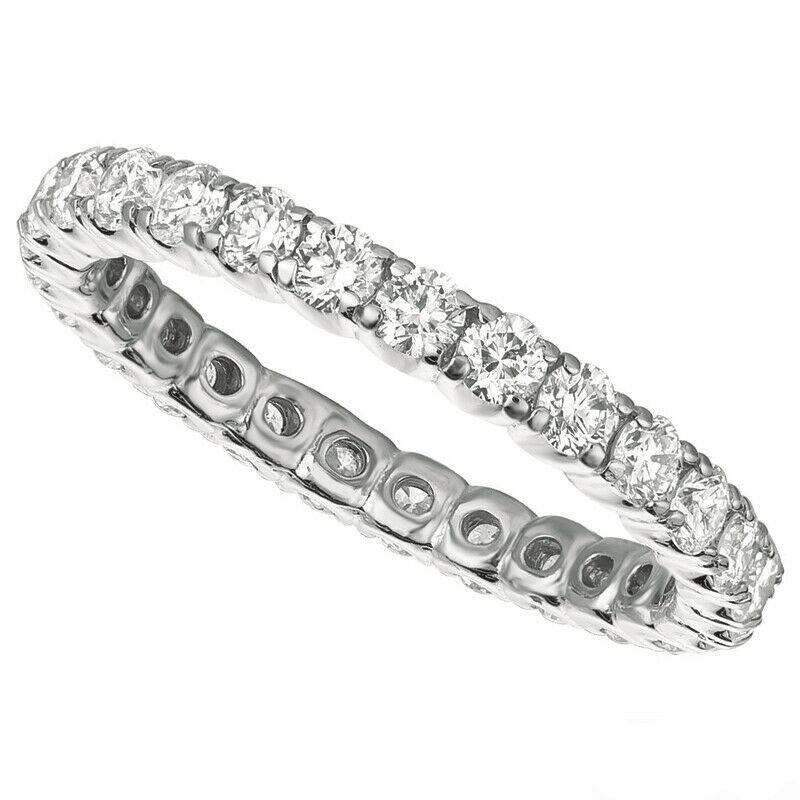 For Sale:  1.55 Carat Natural Diamond Eternity Ring Band G SI 14K White Gold 2