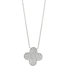 1.55 Carat Natural Diamond Necklace 14K White Gold G SI Chain