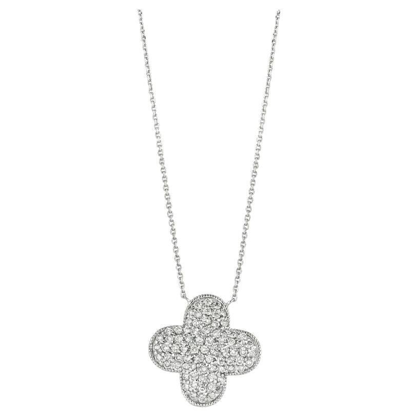 Collier en or blanc 14 carats avec chaîne G SI et diamants naturels 1,55 carat