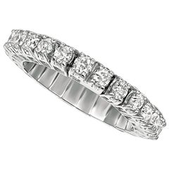 1.55 Carat Natural Diamond Stretchable Eternity Band Ring G SI 14K White Gold