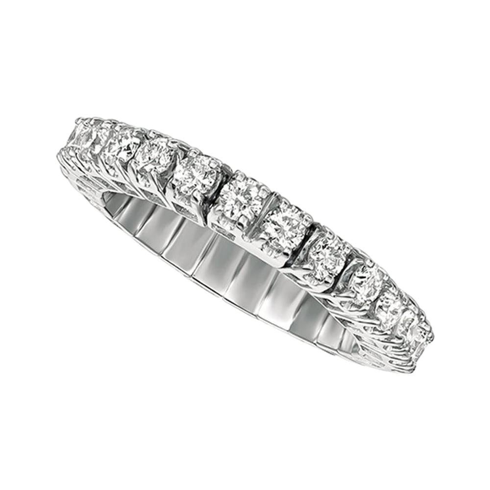 1.55 Carat Natural Diamond Stretchable Eternity Band Ring G SI 14k White Gold