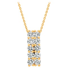 1.55 Carat Natural Diamond Two Rows Necklace 14 Karat Yellow Gold G-H SI