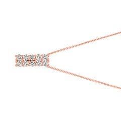 1.55 Carat Natural Diamond Two Rows Necklace 14 Karat Rose Gold G-H SI