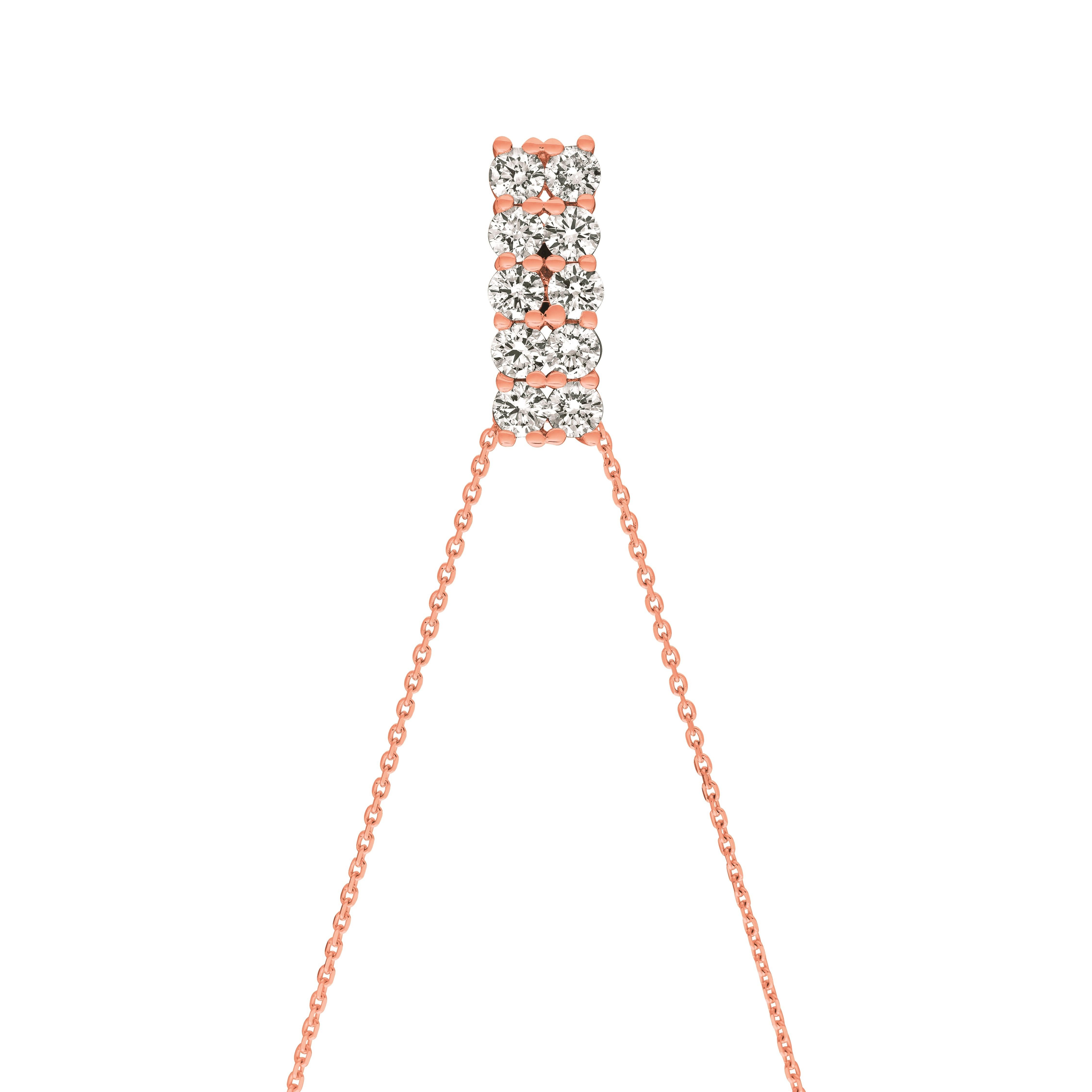 Contemporary 1.55 Carat Natural Diamond Two Rows Necklace 14 Karat Rose Gold G-H SI For Sale