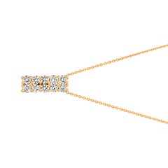 1.55 Carat Natural Diamond Two Rows Necklace 14 Karat Yellow Gold G-H SI