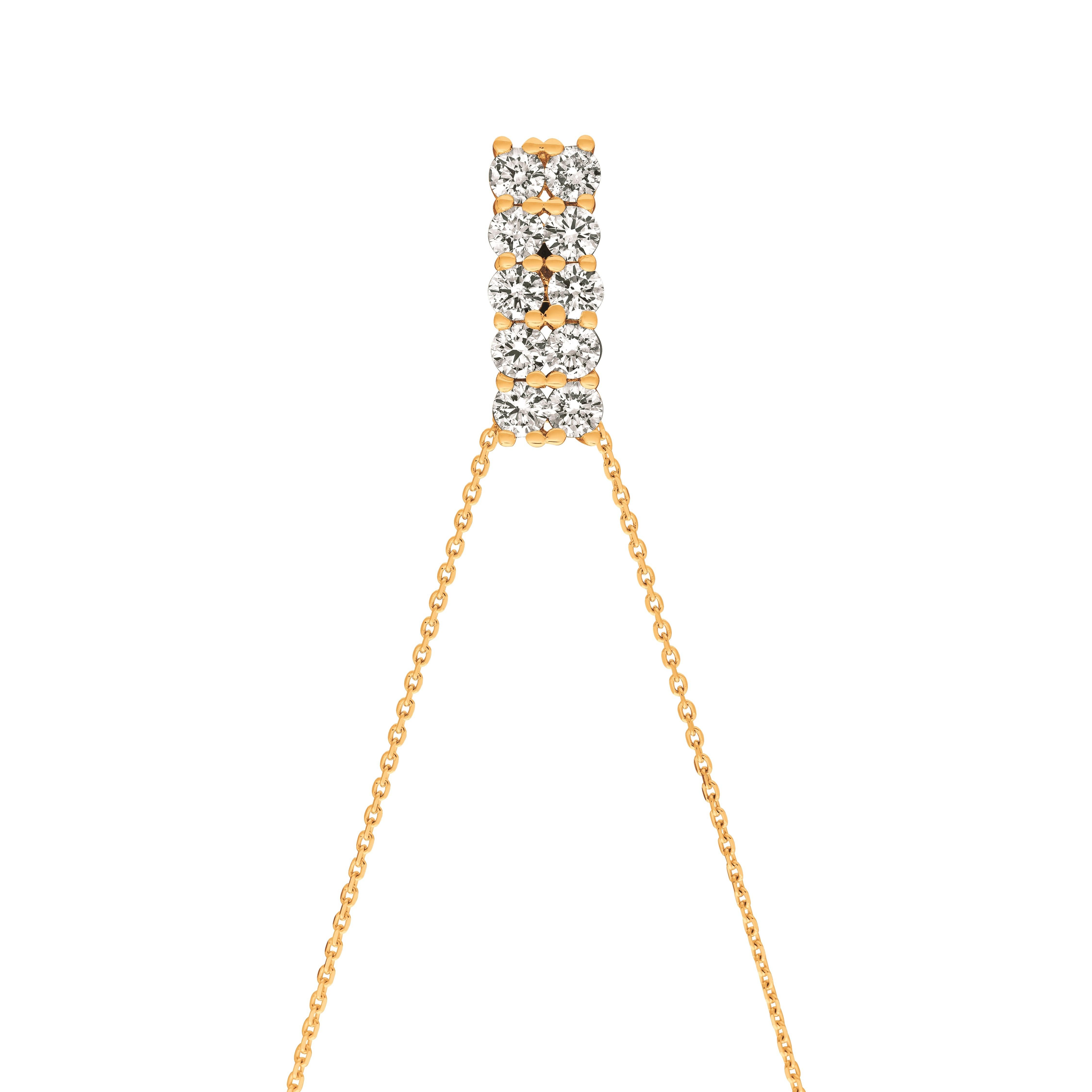 Contemporary 1.55 Carat Natural Diamond Two Rows Necklace 14 Karat Yellow Gold G-H SI For Sale