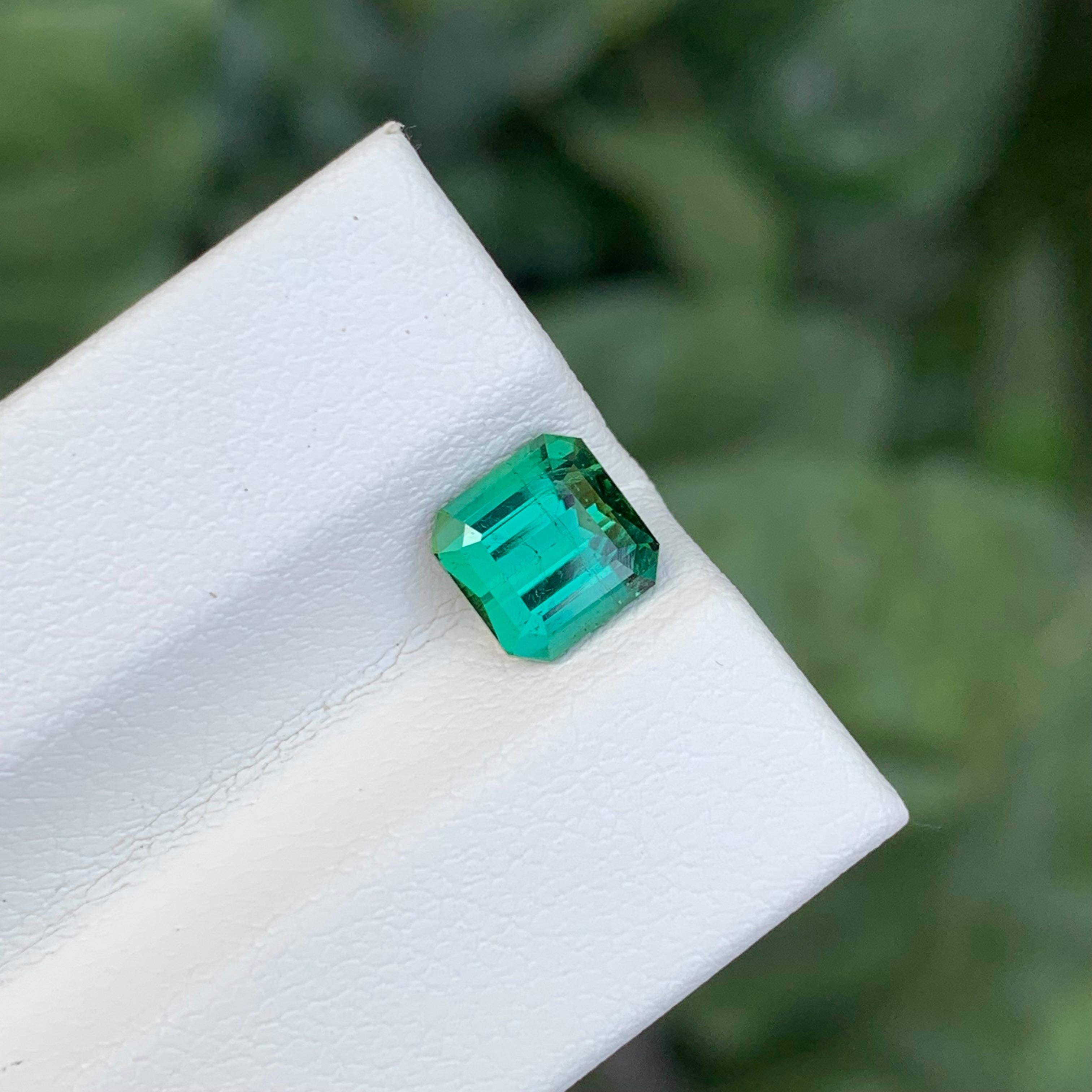 1,55 Karat Natürlicher Loser Blauer Grüner Turmalin Smaragd Form Edelstein (Carréeschliff) im Angebot