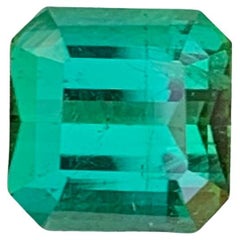 Gema suelta de turmalina verde azul en forma de esmeralda de 1,55 quilates naturales