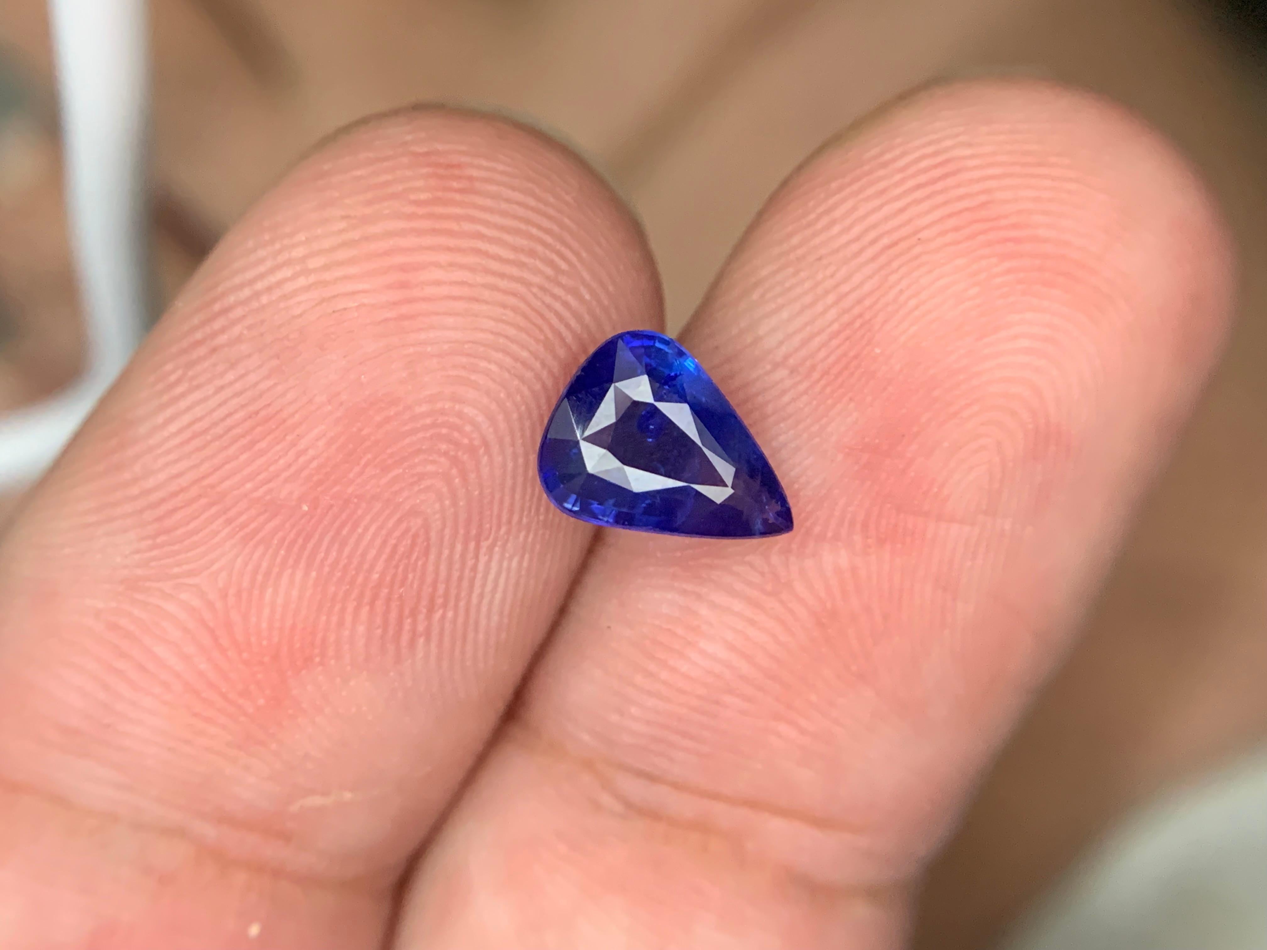 1.55 Karat natürlicher loser blauer Saphir Birnenform Edelstein im Angebot 2