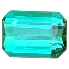 1.55 Carat Natural Loose Bluish Green Tourmaline Emerald Shape Gem