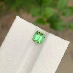 1.55 Carat Natural Loose Bright Green Tourmaline Cushion Shape Gemstone