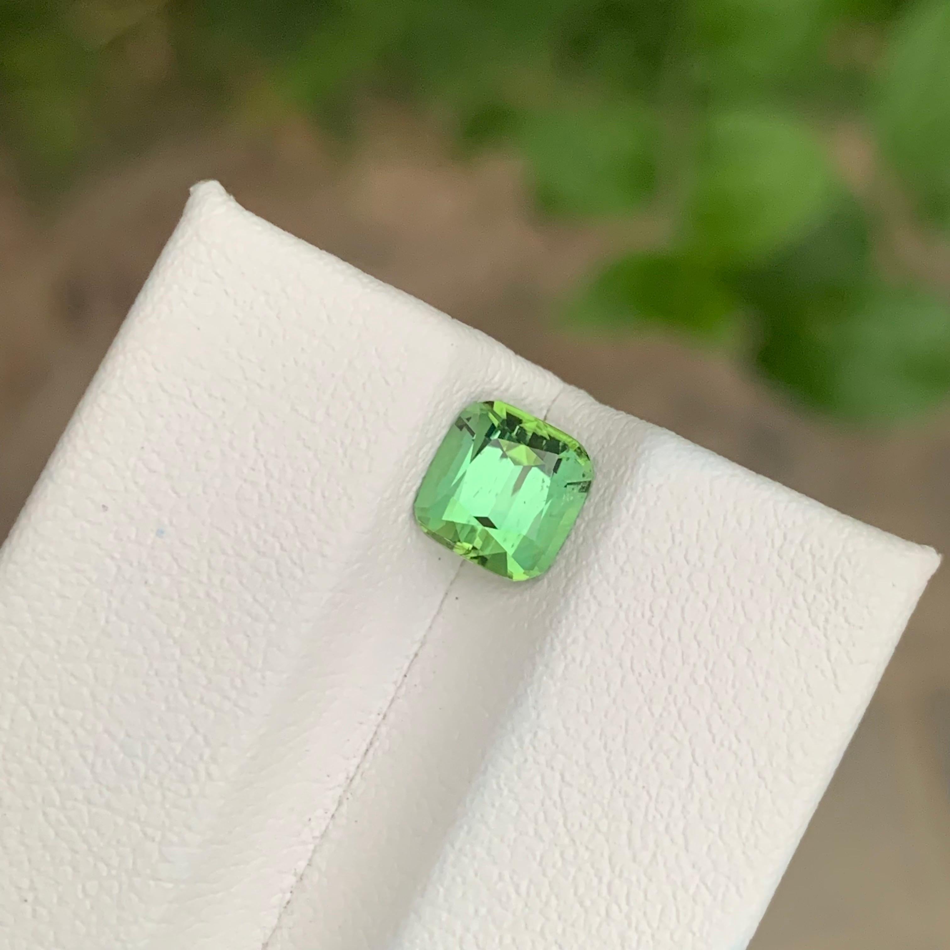 1.55 Karat Natürlicher loser hellgrüner Turmalin Cushion Shape Edelstein im Angebot 1