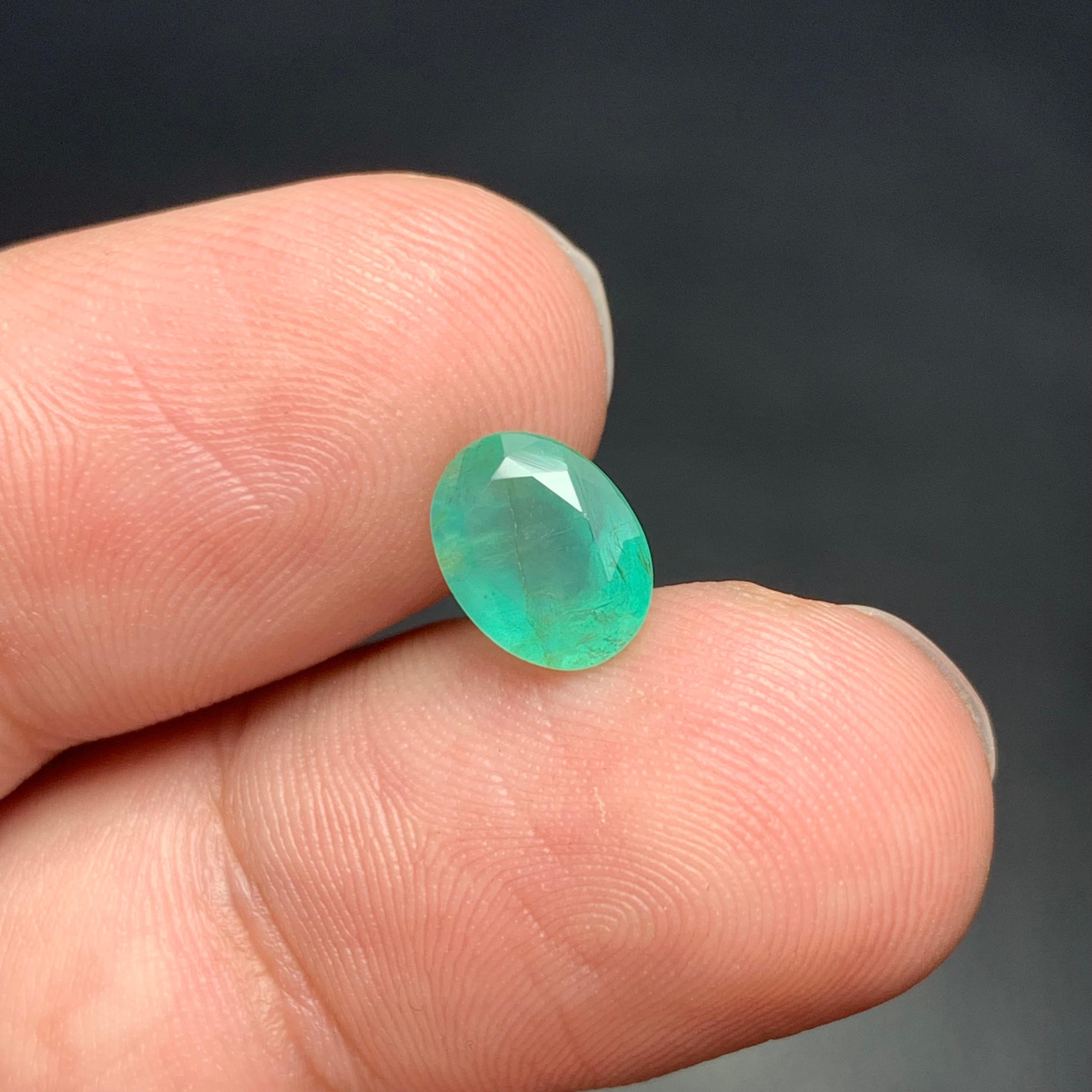 Women's or Men's 1.55 Carat Natural Loose Emerald Gemstone From Zambian Mine, Africa For Sale