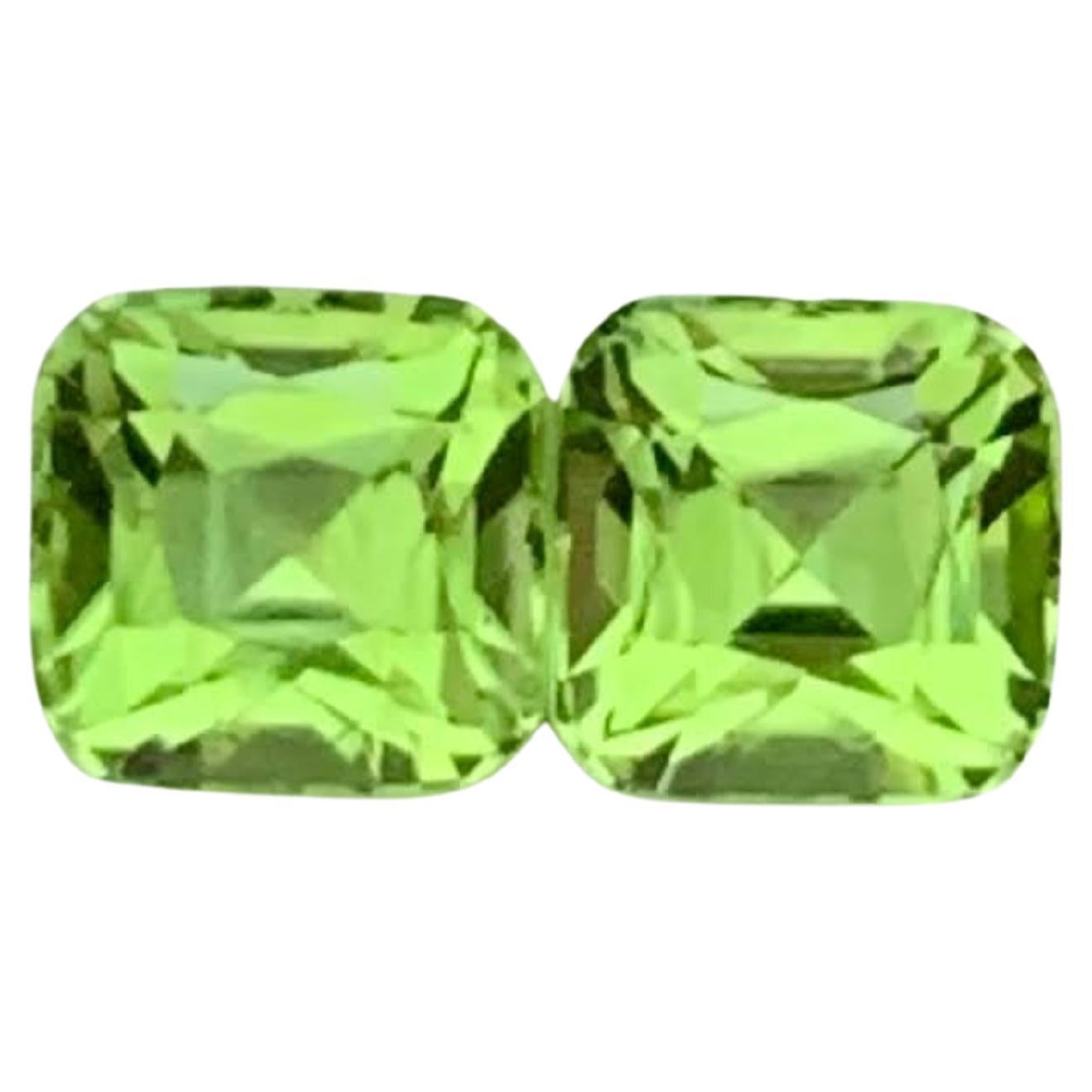 1.55 Carat Natural Loose Green Peridot Pair Cushion Cut Pakistani Gemstone