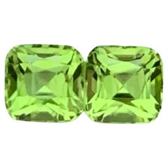 1.55 Carat Natural Loose Green Peridot Pair Cushion Cut Pakistani Gemstone