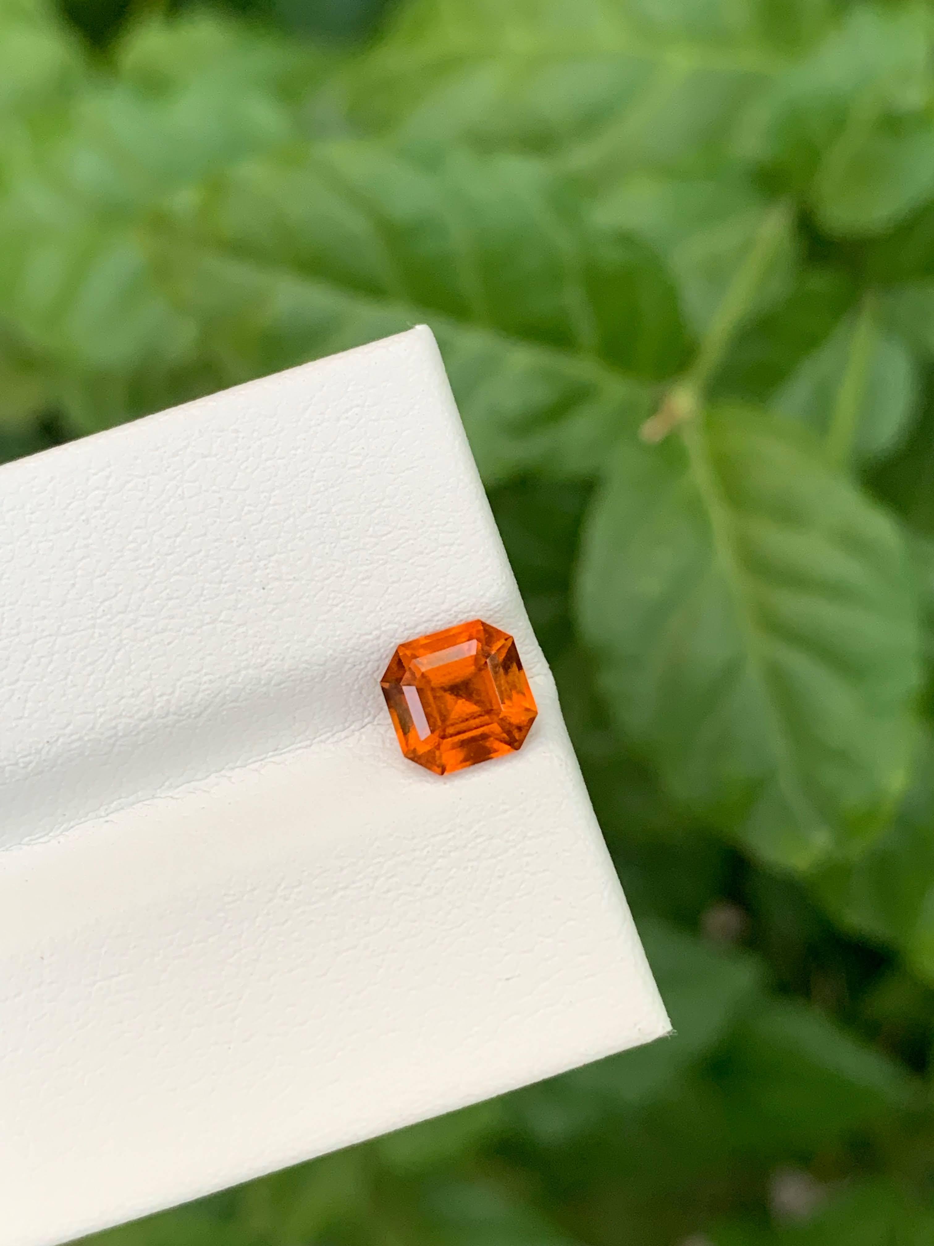 1.55 Carat Natural Loose Orange Spessartite Garnet Asscher Cut African Gemstone For Sale 5