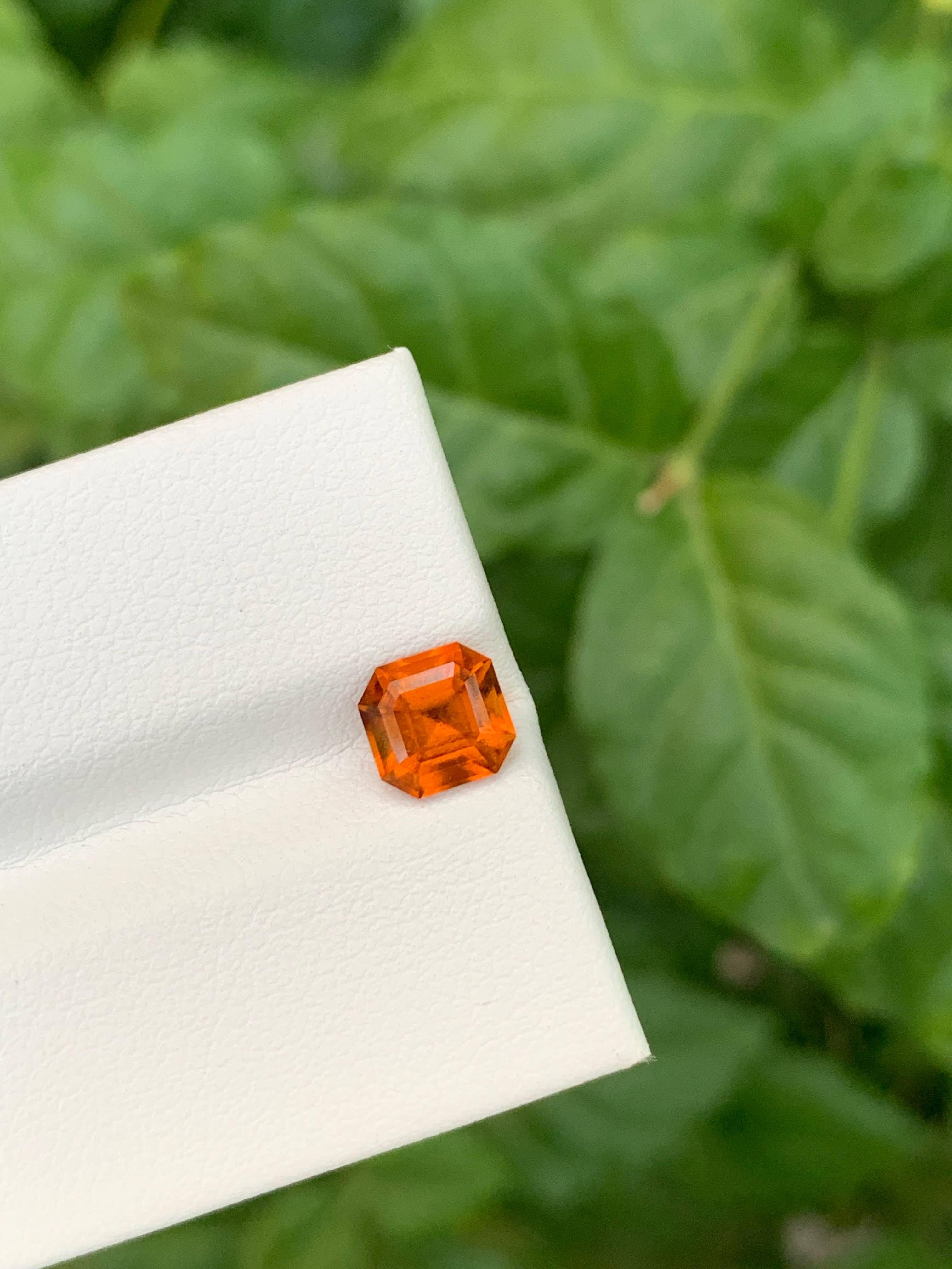 1.55 Carat Natural Loose Orange Spessartite Garnet Asscher Cut African Gemstone For Sale 6