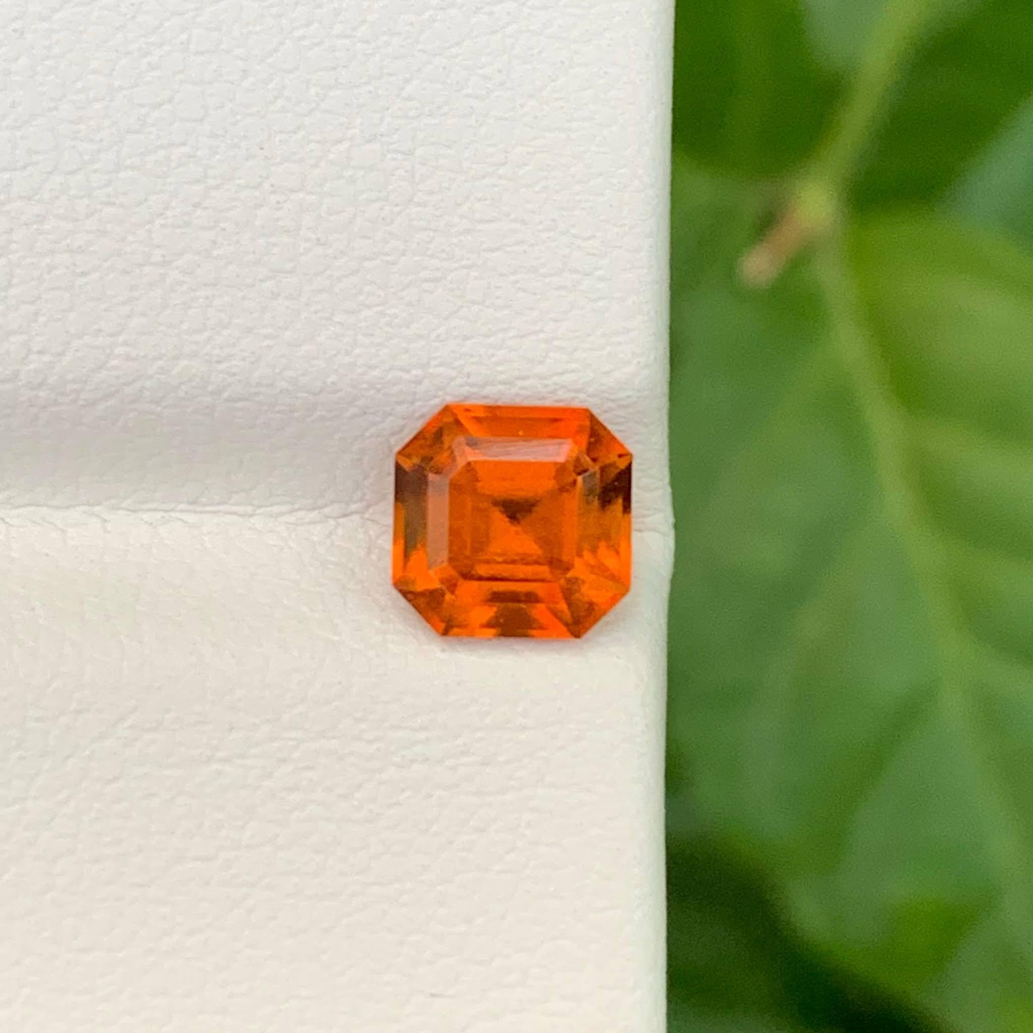 Weight 1.55 carat 
Dimensions 6.3x6.5x4.7mm
Treatment None 
Origin African
Clarity VVS 
Shape Cut Asscher 




This 1.55 Carat Natural Spessartite Garnet showcases a fiery orange brilliance that embodies energy, passion, and vitality. Expertly