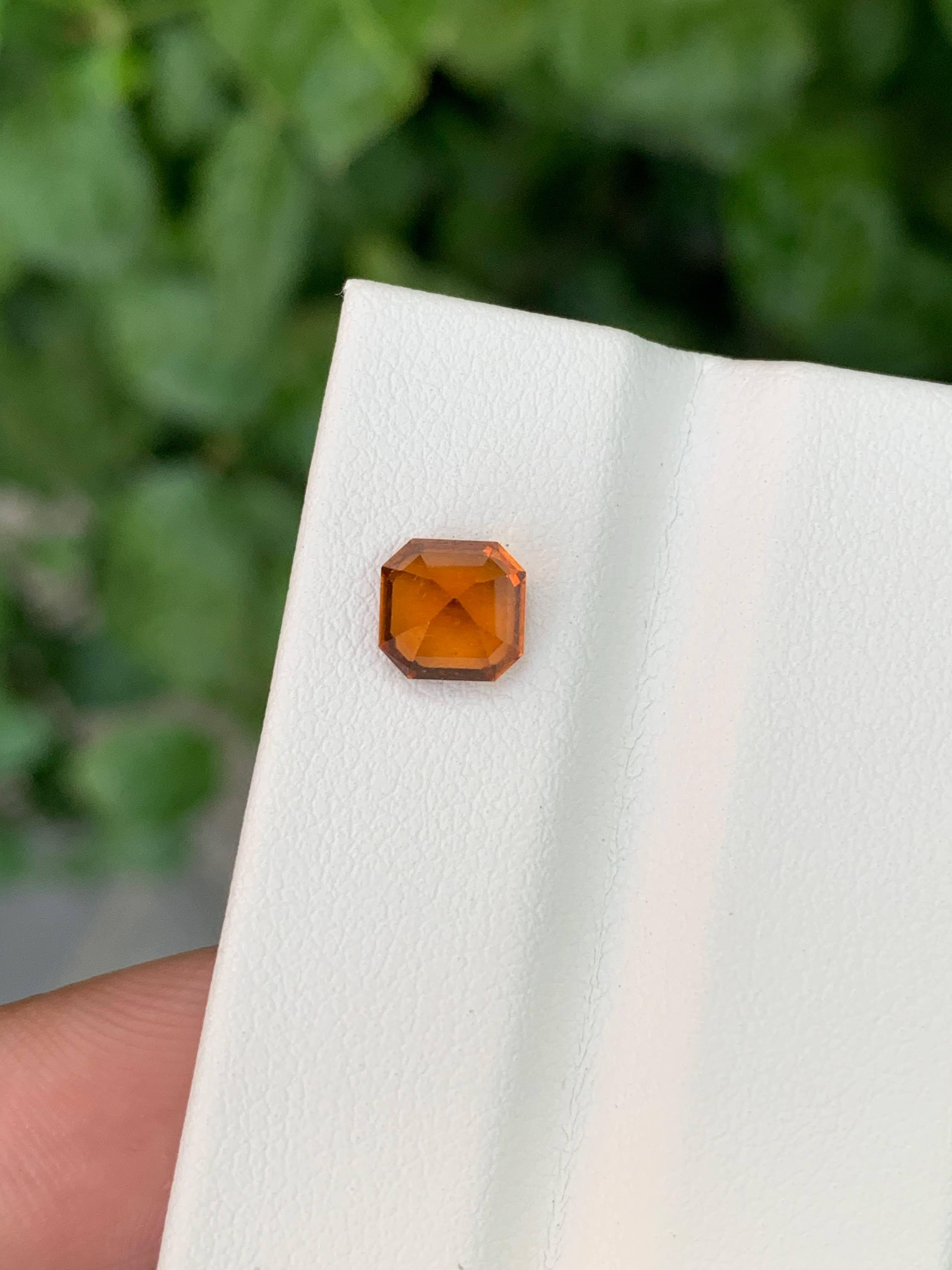 Modern 1.55 Carat Natural Loose Orange Spessartite Garnet Asscher Cut African Gemstone For Sale
