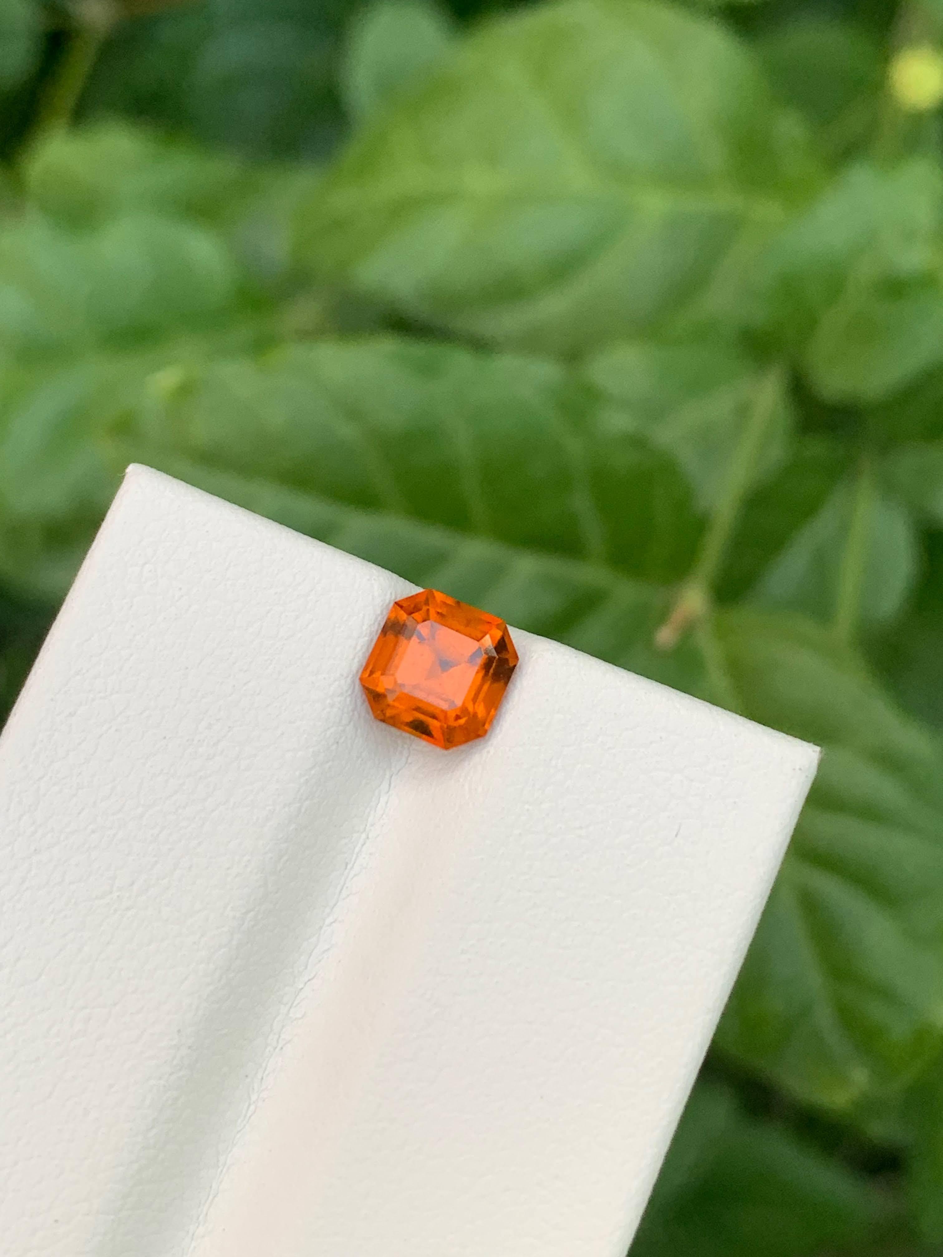 1.55 Carat Natural Loose Orange Spessartite Garnet Asscher Cut African Gemstone For Sale 3
