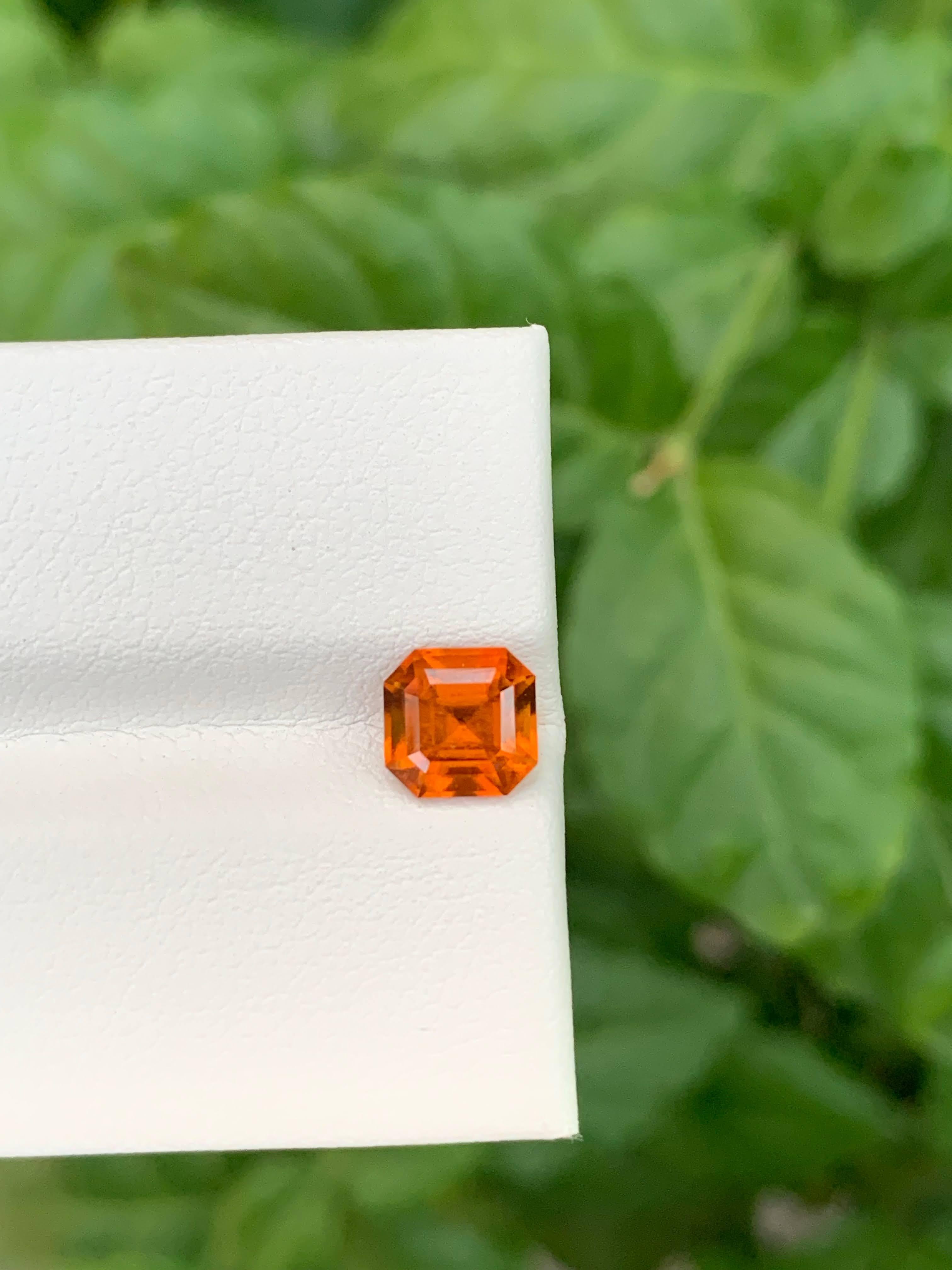 1.55 Carat Natural Loose Orange Spessartite Garnet Asscher Cut African Gemstone For Sale 4