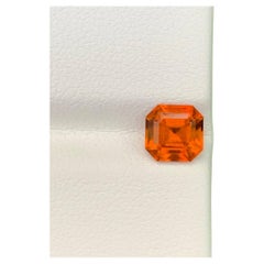 1.55 Carat Natural Loose Orange Spessartite Garnet Asscher Cut African Gemstone