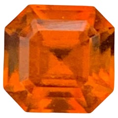 1.55 Carat Natural Loose Orange Spessartite Garnet Asscher Cut African Gemstone