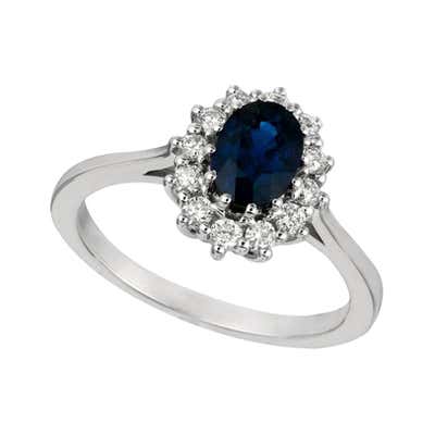 Princess Diana Inspired 3.55 Carat Oval Sapphire and Diamond Ring 14K ...
