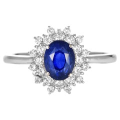 Bague en platine avec saphir naturel et diamant de 1.55 carats
