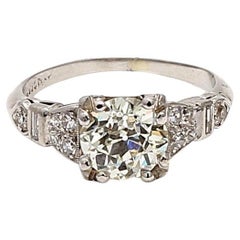 Anillo Art Decó de Platino con Diamantes de Corte Europeo Antiguo M-VS2 de 1,55 quilates