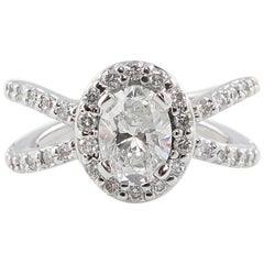 1.55 Carat Oval Diamond Engagement Wedding White Gold Ring EGL USA