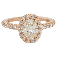 1,55 Karat Ovaler Diamant-Halo-Verlobungsring aus 14 Karat, auf Lager