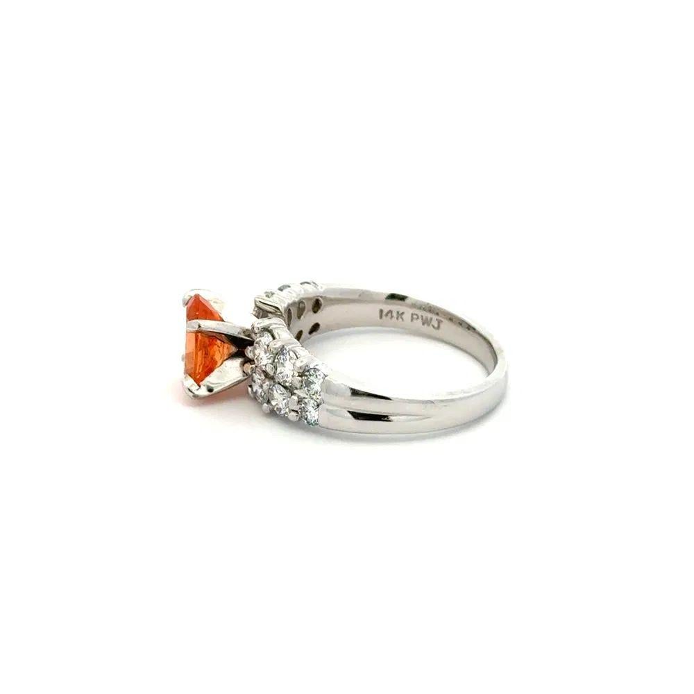 Women's 1.55 Carat Oval Spessartite Garnet and RBC Diamond Gold Vintage Cocktail Ring For Sale