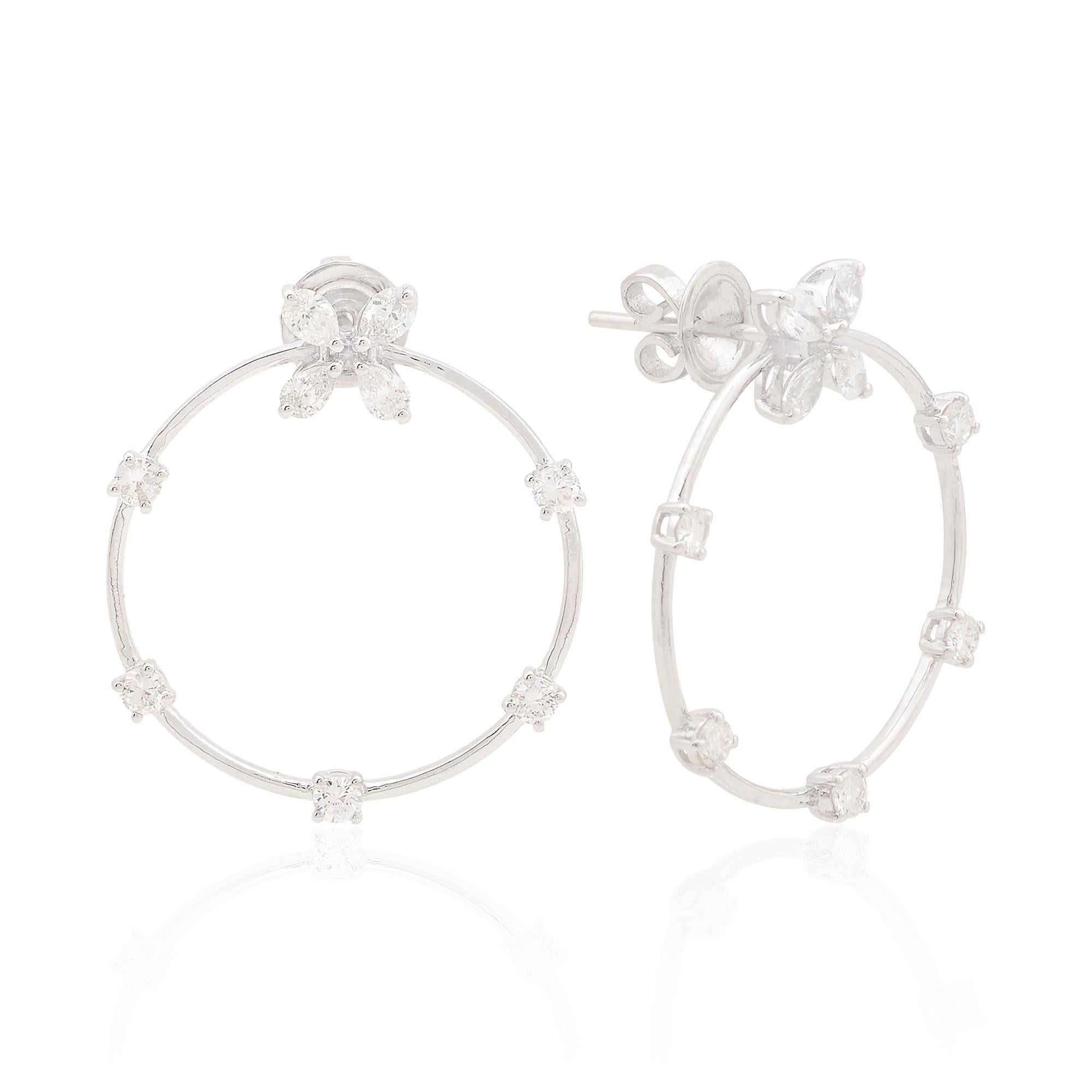 Item Code :- SEE-1885D
Gross Weight :- 5.46 gm
18k White Gold Weight :- 5.15 gm
Natural Diamond Weight :- 1.55 carat  ( AVERAGE DIAMOND CLARITY SI1-SI2 & COLOR H-I )
Earrings Length :- 27 mm approx.
✦ Sizing
.....................
We can adjust most