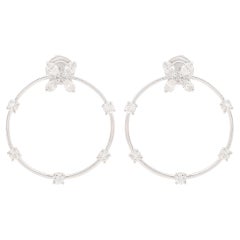 1.55 Carat Pear Diamond Circle Stud Earrings Solid 18k White Gold Fine Jewelry