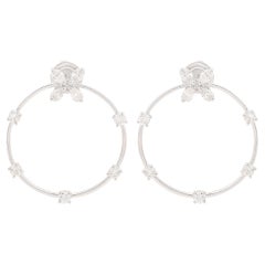 1.55 Carat Pear Diamond Circle Stud Earrings Solid 18k White Gold Fine Jewelry