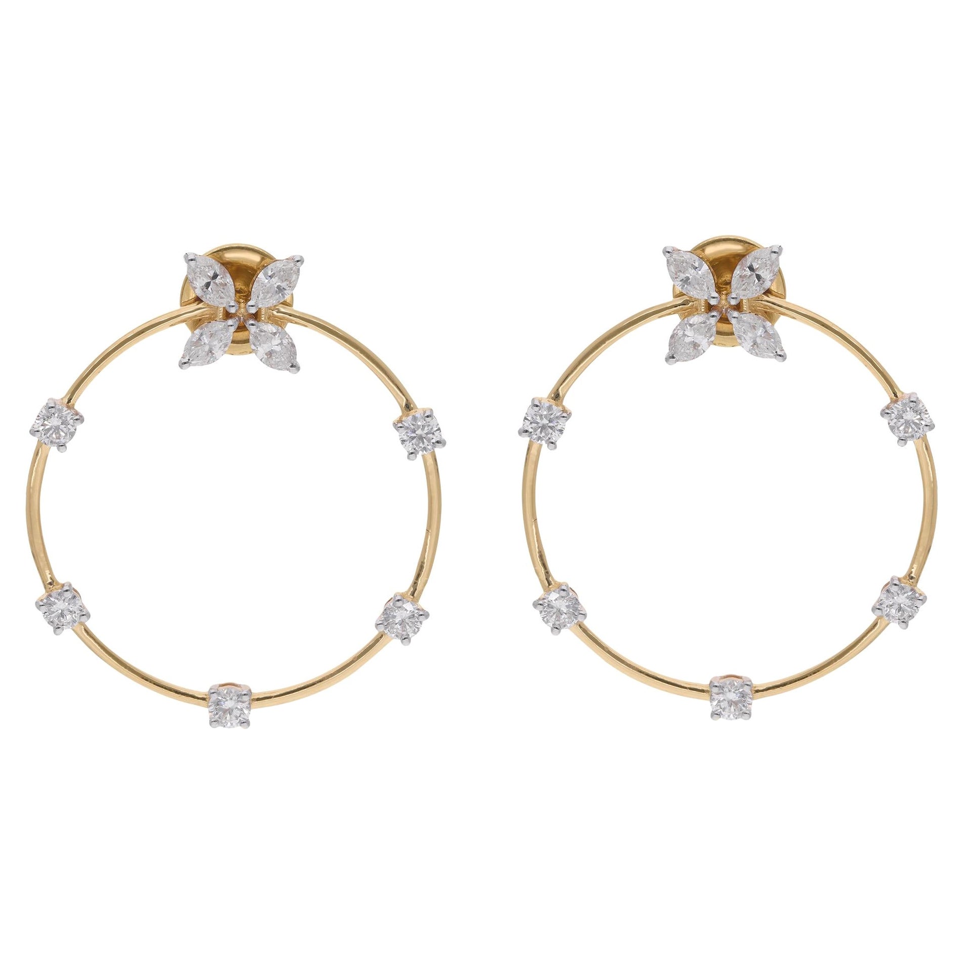 1,55 Karat birnenförmige Diamant-Ohrstecker aus massivem 18k Gelbgold feiner Schmuck