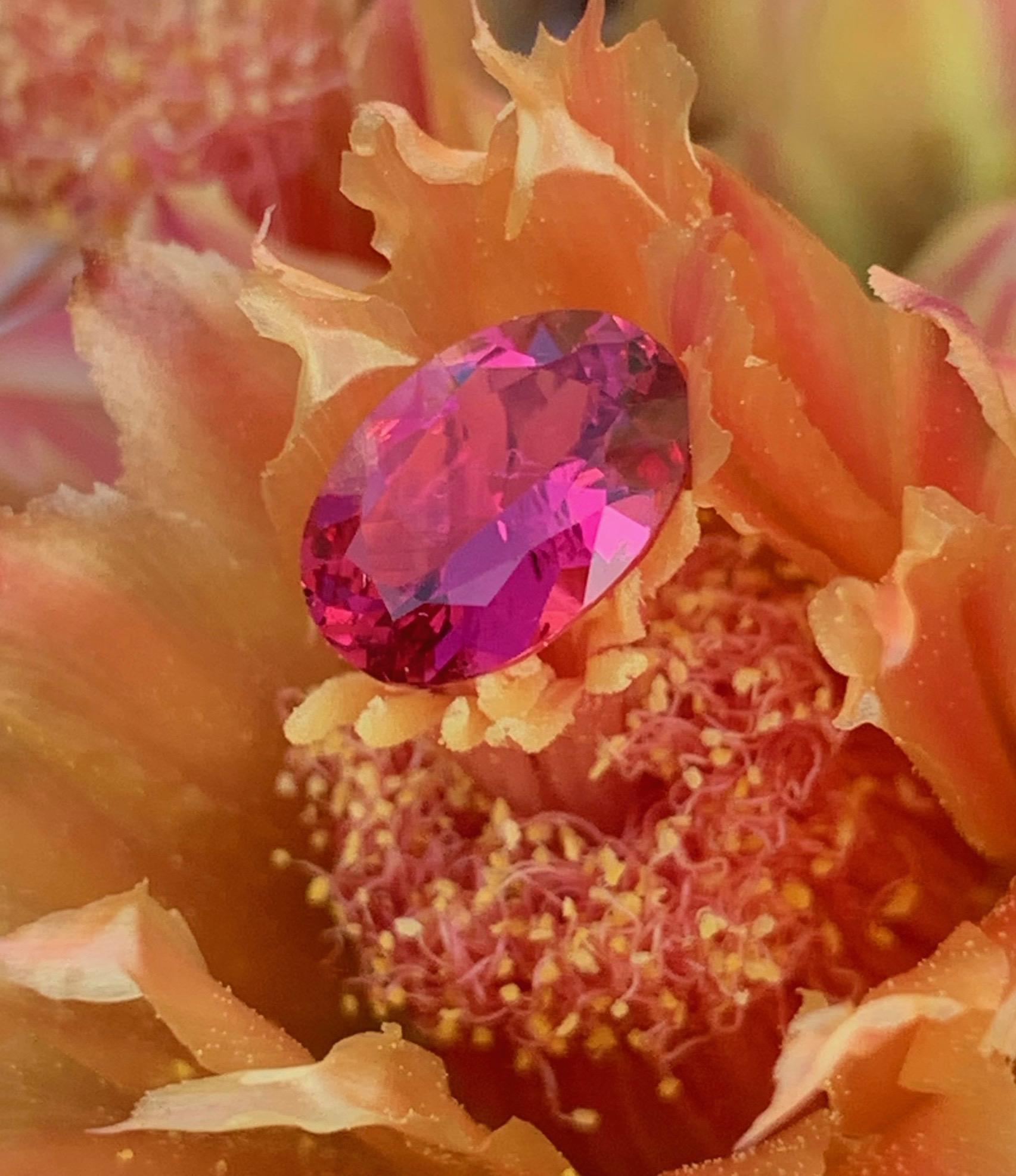 Spinel is now the alternate birthstone for August. With a variety of colors from pink to red and purple to blue, Spinel 
is a great gemstone for those born in August.  
The rough for this eye clean reddish pink Spinel was found in Morogoro Tanzania