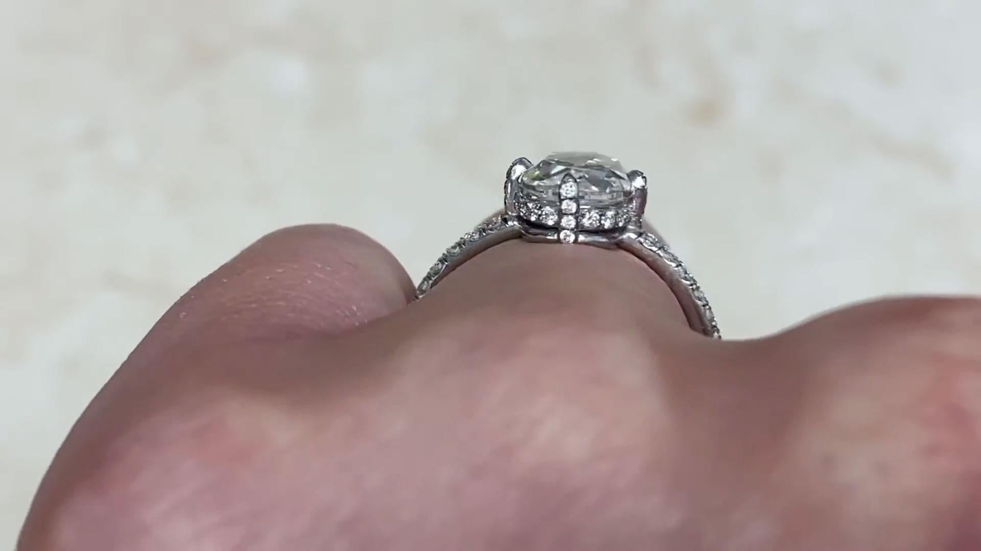 Platin-Verlobungsring aus Platin mit Diamant im Rosenschliff (ca. 1,5 Karat) Diamantring, Platin im Zustand „Hervorragend“ im Angebot in New York, NY