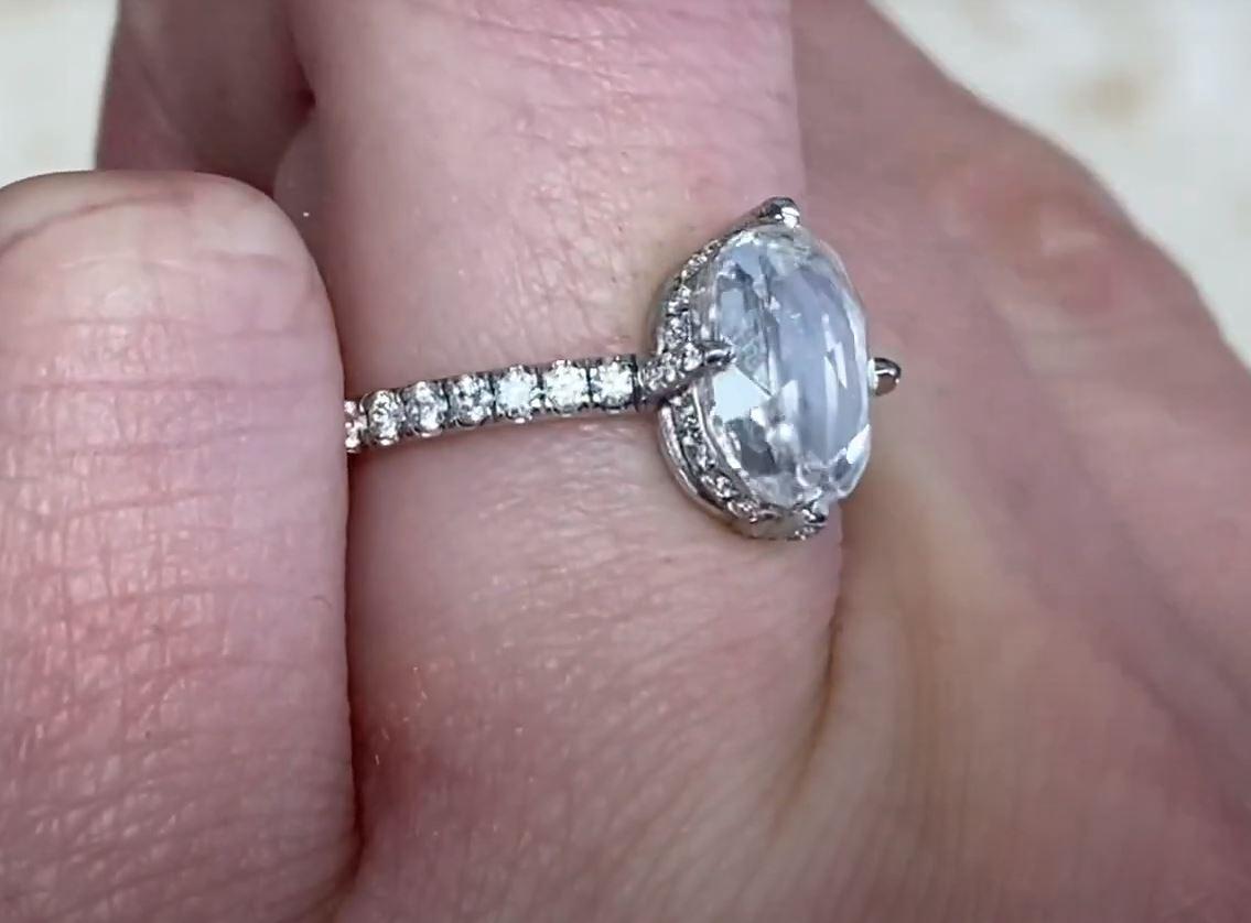 Rose Cut 1.55 Carat Rose-Cut Diamond Engagement Ring, VS1 Clarity, Platinum For Sale