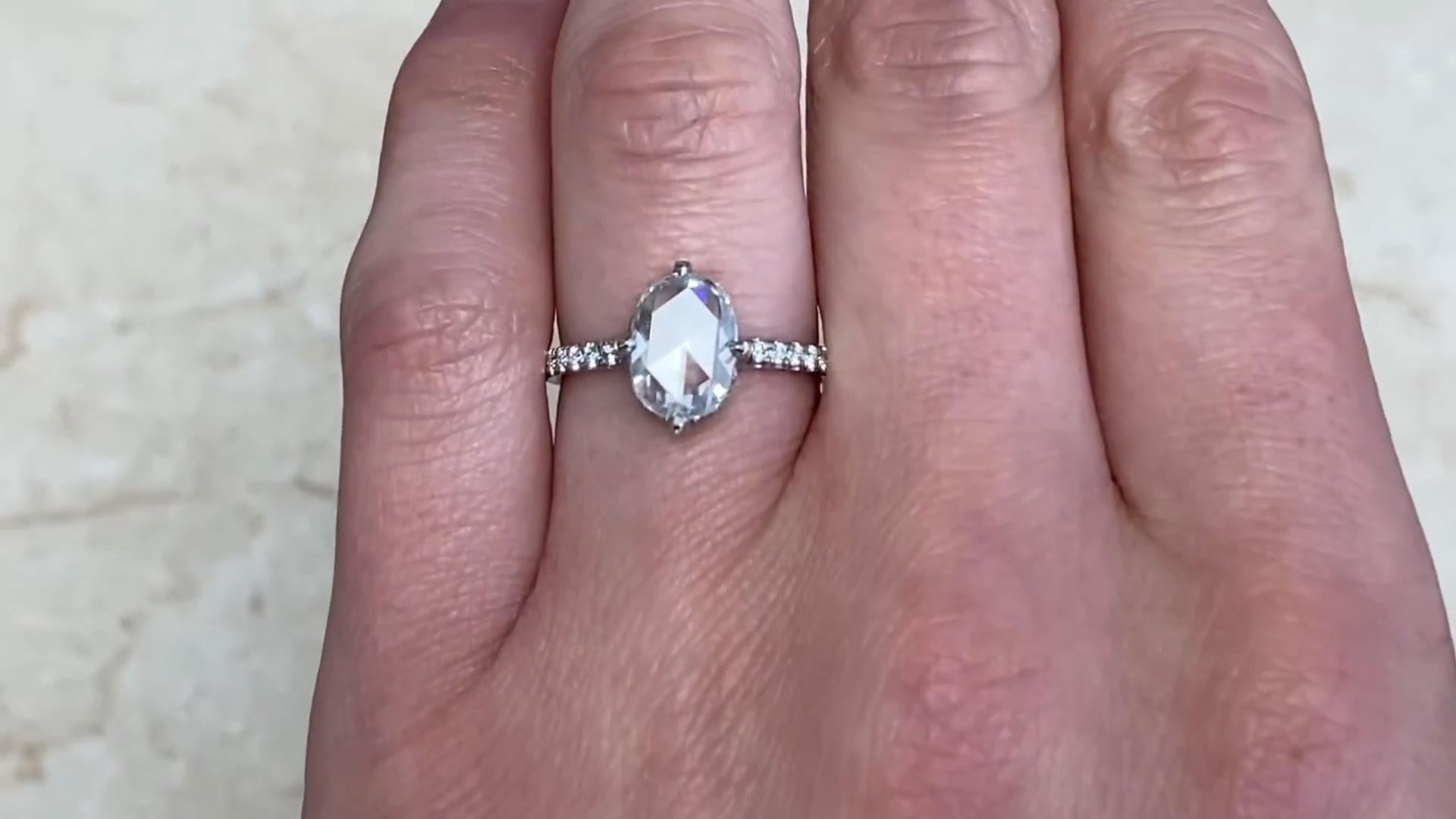 Platin-Verlobungsring aus Platin mit Diamant im Rosenschliff (ca. 1,5 Karat) Diamantring, Platin im Angebot 1