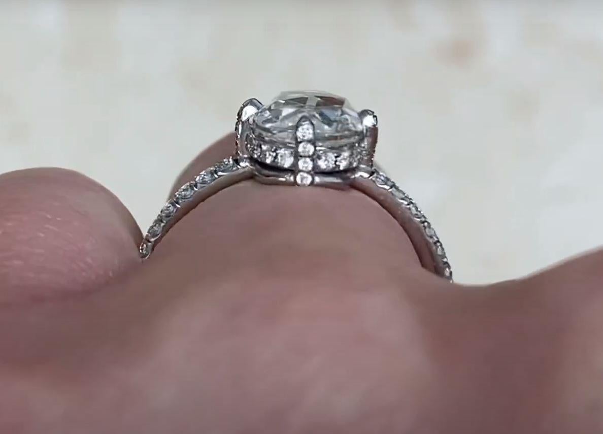 Women's 1.55 Carat Rose-Cut Diamond Engagement Ring, VS1 Clarity, Platinum For Sale