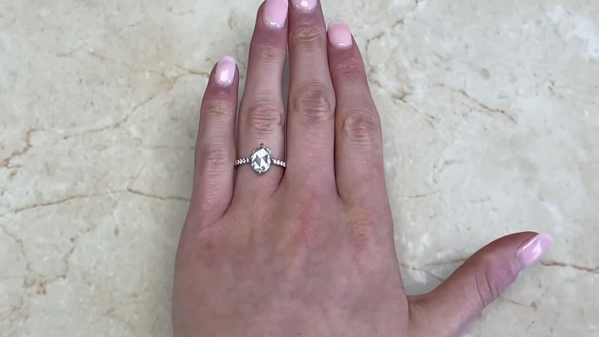 Platin-Verlobungsring aus Platin mit Diamant im Rosenschliff (ca. 1,5 Karat) Diamantring, Platin im Angebot 2
