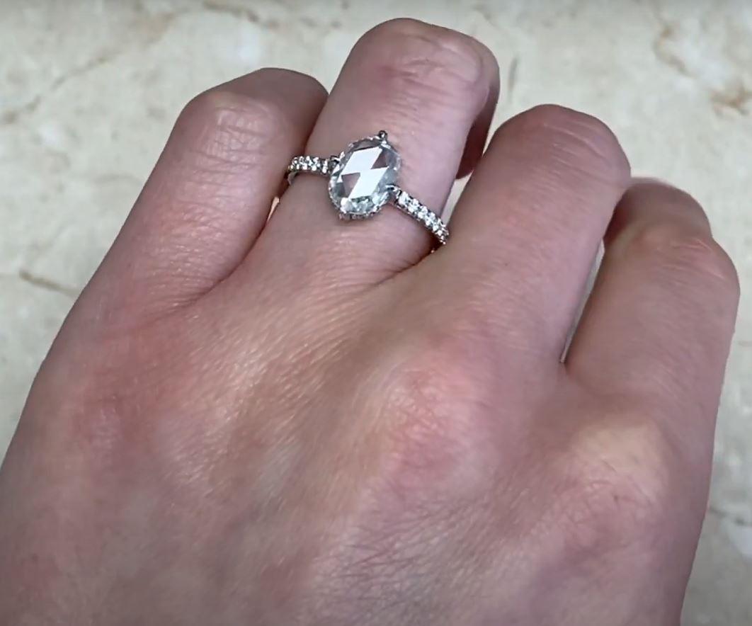 1.55 Carat Rose-Cut Diamond Engagement Ring, VS1 Clarity, Platinum For Sale 1