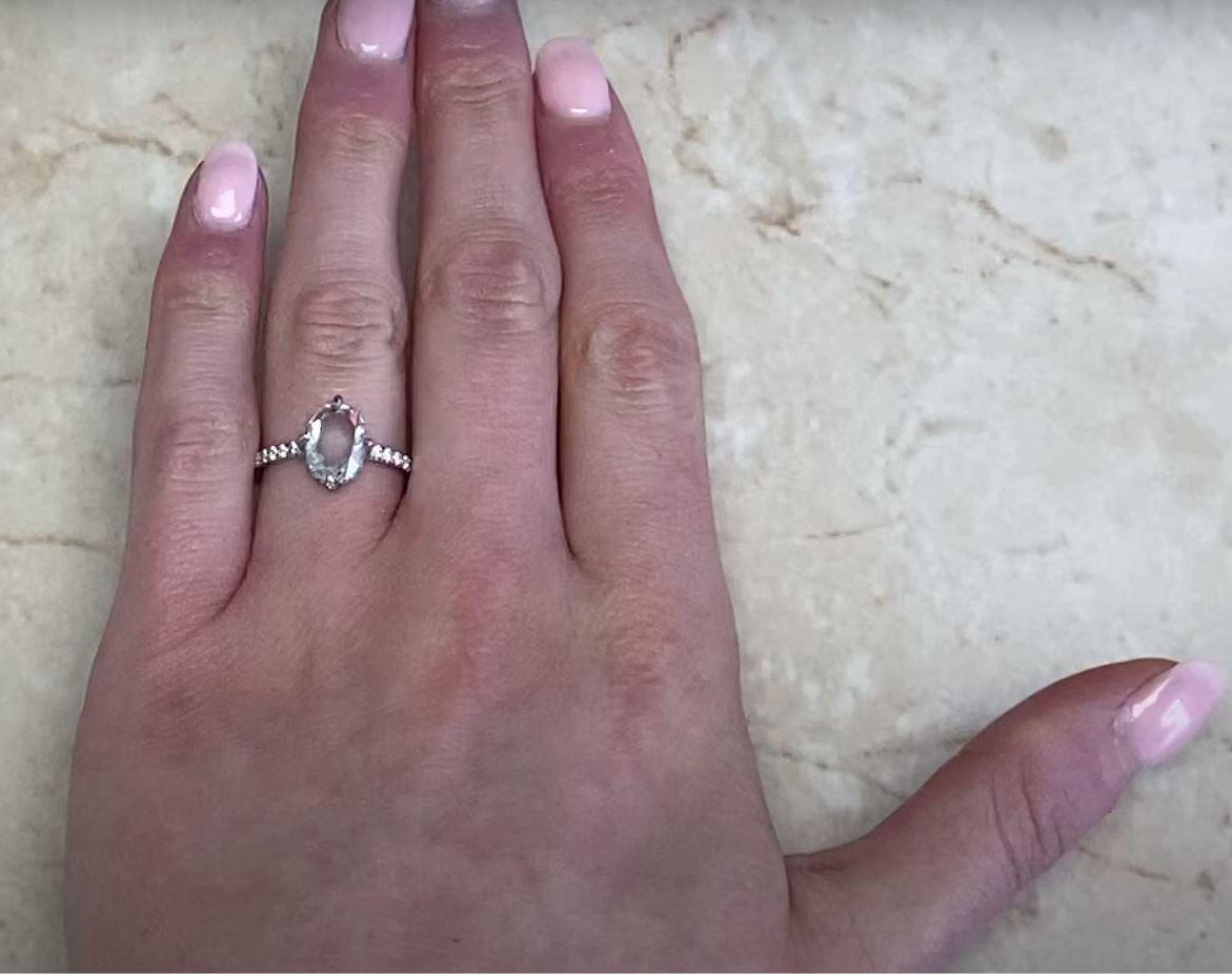 1.55 Carat Rose-Cut Diamond Engagement Ring, VS1 Clarity, Platinum For Sale 2