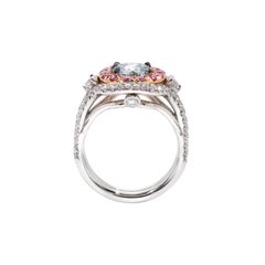 1.55 Carat Round  Statement Fancy bluish green   Royal Radiance  Diamond Ring