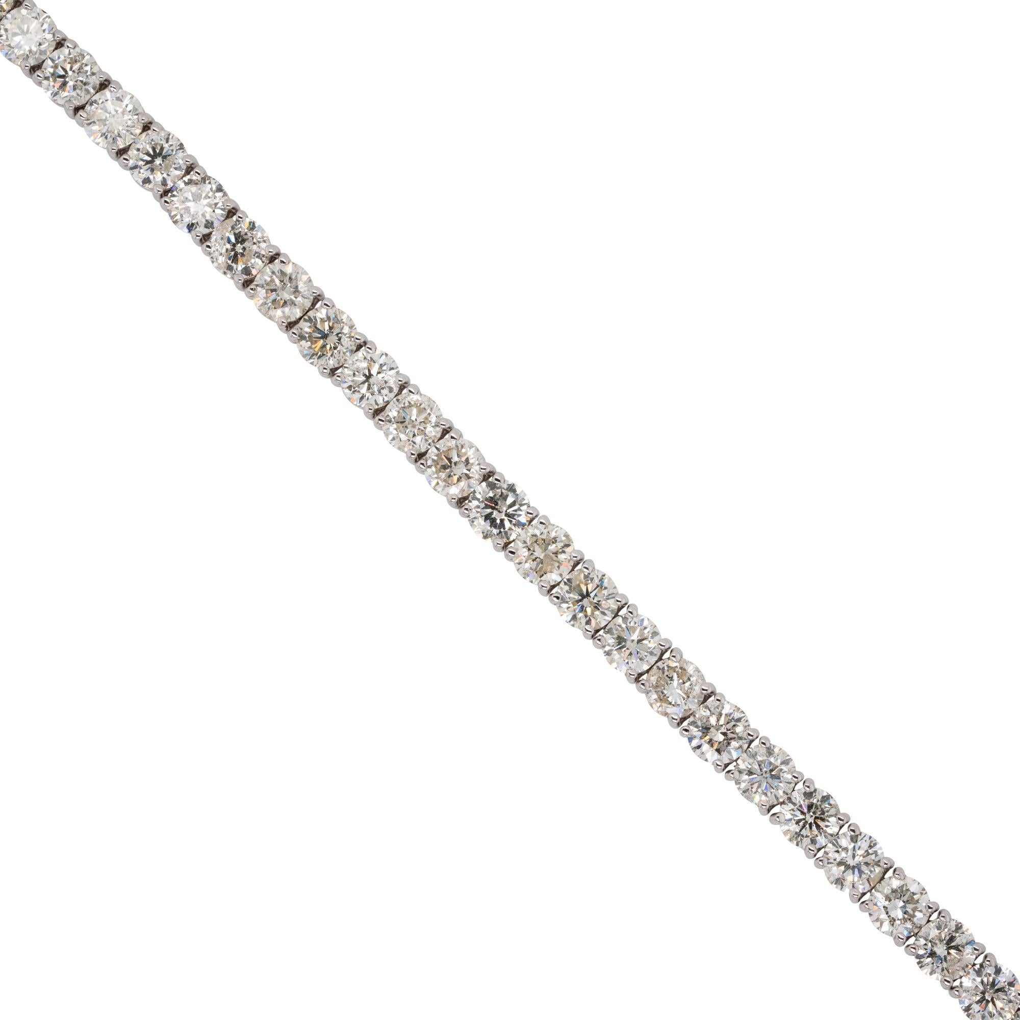 15.5 Carat Round Cut Diamond 7 in Tennis Bracelet 14 Karat in Stock en venta 1