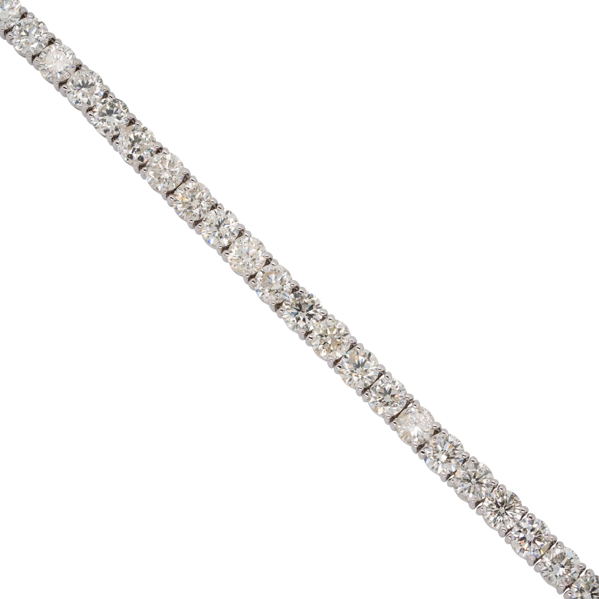 15.5 Carat Round Cut Diamond 7 in Tennis Bracelet 14 Karat in Stock en venta 2