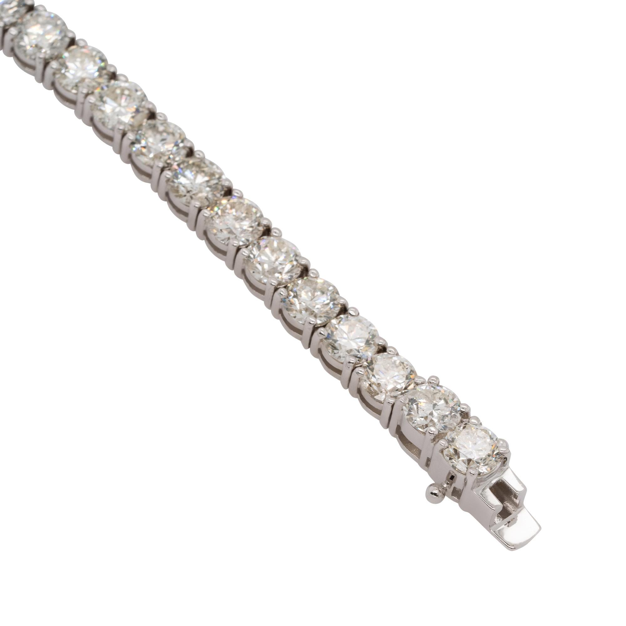 15.5 Carat Round Cut Diamond 7 in Tennis Bracelet 14 Karat in Stock en venta 3